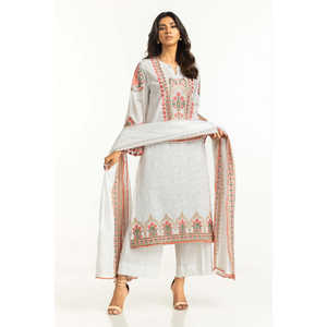 Traje Deportivo de Gasa Bordada Blanca de 3 Piezas para Mujer, Top Largo, Tallas XS-XXL, Estilo Diario para el Trabajo, con Estampados Sólidos y Estampados - Product Image 1