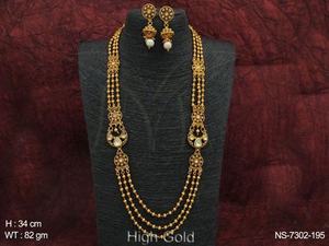 Beautiful Designer Antique Ethnic 3 Layer Beaded Mala Necklace <b>Set</b> High Gold Polish Ideal for Party Wear Festivals - Product Image 4