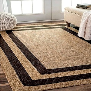 Alfombra de yute de moda antideslizante amigable Alfombra hecha a mano para sala de estar oración alfombra redonda de yute disponible a precios asequibles - Product Image 1