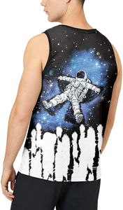 Gilet sans manches à sublimation imprimé de logo personnalisé pour hommes, vêtements de sport respirants, tricotés anti-rétrécissement, débardeurs décontractés, broderie 3D - Product Image 2