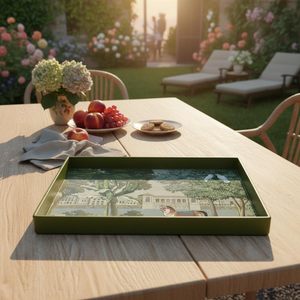 Bandeja Otomana de Madera con Diseño Artístico Grabado para Bodas, Mesa de Centro, Mesa de Comedor y Decoración del Hogar para Fiestas - Forma y Tamaño Personalizables - Product Image 6