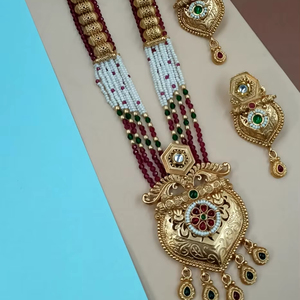 JOYERÍA DE COBRE TRADICIONAL Y DE MODA INDIA CONJUNTO DE JOYERÍA DE BODA NOVIA PARA MUJER CONJUNTO DE PENDIENTES Y COLLAR - Product Image 1