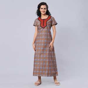 Chemise de nuit longue Evolve pour femme 100 % coton imprimé, super confortable et douce, en popeline tissée, avec taille élastique, pour l'été, taille XS - Product Image 2