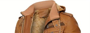Veste en cuir d'hiver vintage chic pour hommes et femmes avec doublure en coton coupe-vent et respirant à capuche en fausse fourrure - Product Image 5
