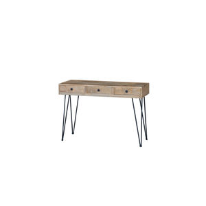 Bureau d'ordinateur en bois massif avec tiroir et pieds en fer - Product Image 1