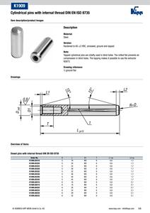 Goupille filetée interne K1909 M10 x 60 en acier trempé de précision - Product Image 5