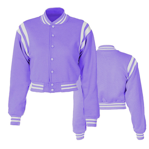 Chaqueta Universitaria de Lana Genuina con Mangas de Lona Transpirable Ligera para Invierno, con Logotipo Estampado, para Mujer, Venta al por Mayor - Product Image 2