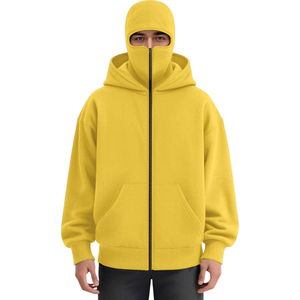 Sudadera con Capucha de Punto con Logotipo Personalizado Bordado para Hombre, Diseño Sólido, Capucha Doble, Cierre Completo, Talla Grande, Función Antiencogimiento - Product Image 3