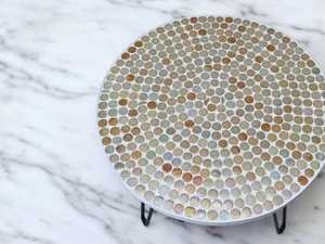 Dazzling <b>Mosaic</b> Side Table: Iridescent <b>Art</b> - Blue Coffee Table - Side Table - Livingroom Decor - Gift - Product Image 2