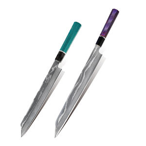 Couteau de chef de couleur personnalisée, chef-d'œuvre, à biseau unique, en acier Damas VG10, fait à la main, ambidextre, finition brossée, couteau de cuisine - Product Image 5