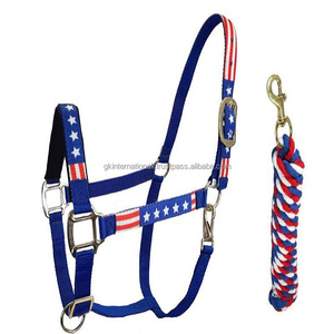 Cabestro de Nailon Personalizado con Estrellas y Rayas Patrióticas, Último Modelo de Cabestro para Caballo con Bandera Americana, Acolchado de Neopreno, Ajustable - Product Image 1