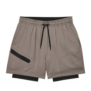 2 in 1 Sports Shorts For Men Quick Dry Workout Running Fitness Mesh Double Layer <b>Zipper</b> Phone Pocket Gym Clothes Men's Shorts - Product Image 6