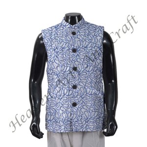 Chaqueta acolchada de algodón para hombre, chaquetas acolchadas hechas a mano de estilo bohemio impresas en bloque, producto a granel hecho a mano - Product Image 6