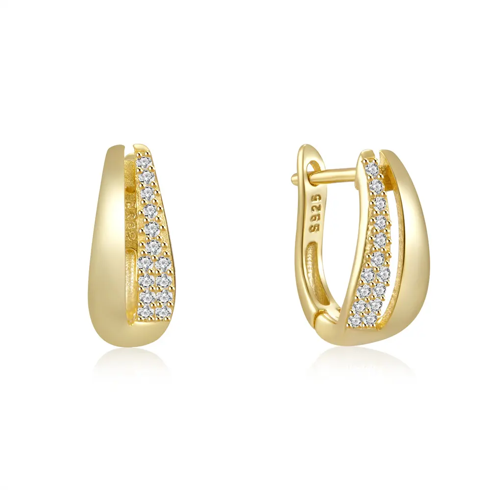 Ingrosso oro placcato gioielli di moda orecchini S925 in argento Sterling CZ zircone Huggie Hoop orecchini per le donne