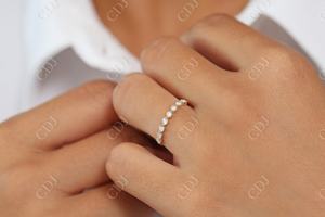 Bague de fiançailles en diamant demi-éternité certifiée IGI, anneau de fiançailles en demi-éternité - Product Image 5