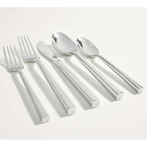 Cuillère et fourchette modernes en acier inoxydable, ensemble de couverts à manche plat royal pour mariage - Product Image 4