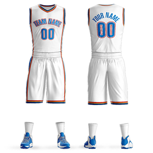 Ensemble de maillots de basket-ball sublimés personnalisés, blanc et rouge, col en V, sans manches, en maille respirante, vêtements de sport pour adultes, vêtements d'équipe unisexes - Product Image 2