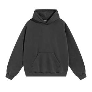 ชุดกีฬาลำลองสำหรับผู้ชาย400กรัมเสื้อฮู้ดผ้าฟลีซโอเวอร์ไซส์ระบายอากาศได้ดีสีพื้นเล็กน้อยใส่ฤดูใบไม้ร่วงฤดูหนาว - Product Image 3