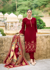 Ready-Made <b>Viscos</b> Roman Silk with Inner jacquard with Digital Print Kurti Set Collection for Women - Product Image 2