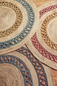 เครื่องทำจากโพลีเอสเตอร์ทรงสี่เหลี่ยมผืนผ้าพรมปูพื้นกันลื่นมีขอบโครเชต์หลากสีแผ่นรองวงกลมลายดอกไม้สไตล์โบฮีเมียน - Product Image 3