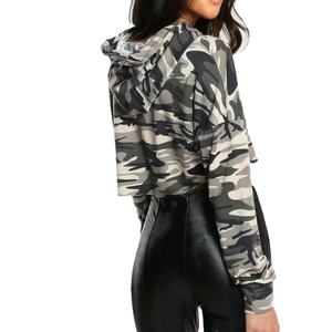 Sudadera con capucha de gran tamaño recortada alta personalizada para mujer, Top corto con capucha para mujer, sudadera informal de invierno, sudaderas recortadas de punto - Product Image 2