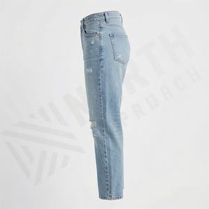 Pantalons en jean stretch slim pour femmes, jeans grande taille, tissés de marque, couleur personnalisée, déchirés, respirants, jeans de petite amie pour femmes - Product Image 3