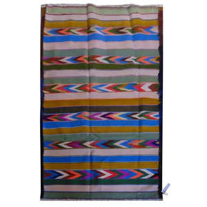 Un kilim Sanandaj authentique vintage noué à la main, unique en son genre, 7'1 x 3'7 - Product Image 1