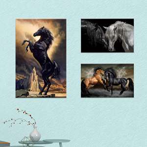โปสเตอร์ผ้าใบแบล็คสตัลเลียน: ของขวัญสำหรับคนรักม้าสุดหรู งานศิลปะพิมพ์บนผ้าใบ ชุด 3 ชิ้น แกลเลอรี รุ่น WR - Product Image 1