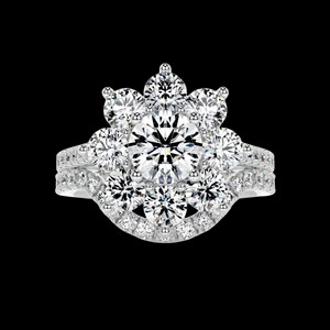 Ensemble de mariée de style floral diamant rond pour les femmes - Product Image 1