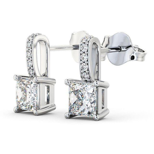 Pendientes Clásicos de Moda, Recién Llegados, con Diamantes Cultivados en Laboratorio de Corte Princesa de 1.88 CT, Pendientes Vintage para Mujer, Joyería Fina - Product Image 4