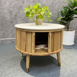 Sliding Door Round Ash Wood <b>Sofa</b> <b>Table</b> with Ash Wood Top Living Room Furniture-TT68259 - Product Image 3