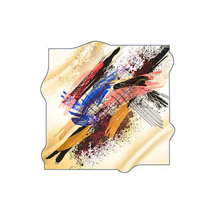 Designer Printed Silk Twill Scarf with Floral and Striped Pattern - Product Image 1