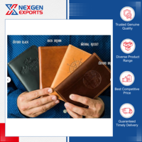 Nexgen Exports Portefeuille élégant de luxe en cuir véritable couleur beige avec blocage RFID, emplacements pour cartes, couverture personnalisée, 14x10cm