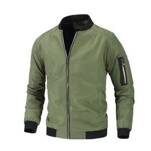 Veste bomber en toile et nylon pour homme, longueur standard, poches, col montant, logo frontal, imperméable, respirante, coupe-vent, décontractée, extérieure, OEM - Product Image 6