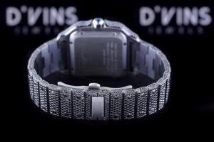 Reloj Cronógrafo Unisex de Lujo y Calidad Estándar, 41 mm, Cuarzo, Claridad VVS, Diamante Cultivado en Laboratorio, Correa de Cuero - Product Image 4