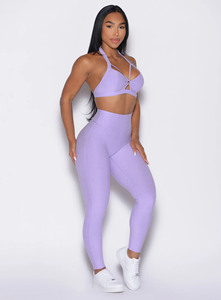Leggings de yoga à taille élastique avec logo personnalisé OEM Leggings de yoga à taille haute Scrunch Butt Lift Leggings de gym à séchage rapide sans couture avant pour les femmes - Product Image 4