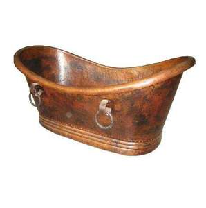 Baignoire en cuivre de luxe avec double marchepied, extérieur noir - Prix raisonnable à la vente, baignoire en cuivre pour la baignoire - Product Image 3