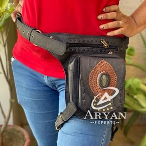 Ceintures en cuir à poche pour motard, ceintures de motard en cuir, ceintures de voyage unisexes - Product Image 1