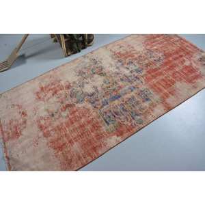 Tapis bohème turc vintage rouge bleu Patchwork Design grande surface 3,9x7,7 pieds en laine avec support en latex pour couloir chambre à coucher - Product Image 2