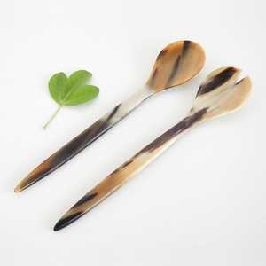 ชุดช้อนฮอร์นธรรมชาติทำมือ2ชิ้นสำหรับใช้ในบ้านและร้านอาหาร - Product Image 2