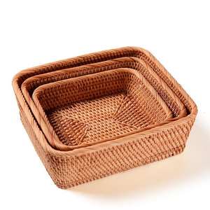 Handmade Natural Rattan Woven Eco-Friendly Multifunction Modern Storage <b>Basket</b> Handle for Living Room <b>Coffee</b> <b>Table</b> Dried Fruit - Product Image 1