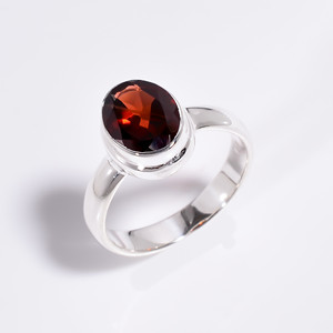 ลูกแพร์โกเมนธรรมชาติอัญมณี925แหวนเงินสเตอร์ลิงขนาด US 8เครื่องประดับพลอยเงินทำมือส่งออกเครื่องประดับที่ดี - Product Image 6