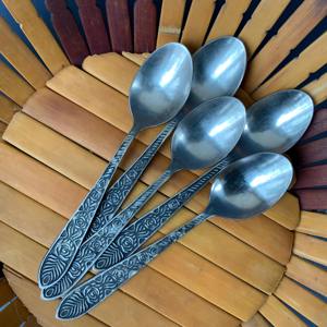 Cuchara con acabado plateado con patrón Floral Vintage, cuchara de té clásica elegante de acero inoxidable, perfecta para uso en cocina y comedor - Product Image 4