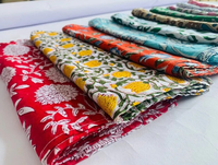 Lot de serviettes de cuisine artisanales en coton brodé, imprimées au bloc, à bord festonné, style Rajasthani, écologiques, pour la table