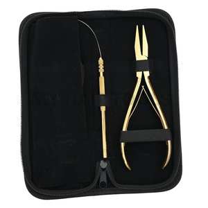 Kit d'outils pour extensions de cheveux avec pince à sertir plate à prise antidérapante et pince à sertir micro-perles à trois trous de 5 pouces avec boucle pour tirer - Product Image 4