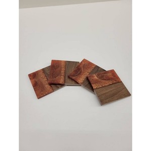 Sous-verres époxy Ensemble de sous-verres en bois et en résine en gros Carré Rond Design Thé Tasse à café Dessous de verre en résine de bois - Product Image 3