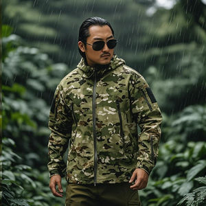 New Breathable Zipper Sharkskin Soft-shell Hardshell <b>Camouflage</b> Black Green Waterproof Blouson Jacket Mountaineering Travel - Product Image 6