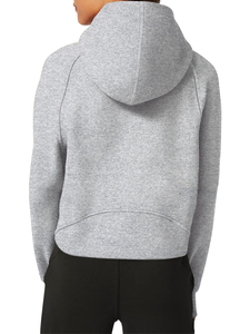 Sweat-shirts à capuche pour femmes, doublés polaire, à col montant, avec demi-fermeture éclair, manches longues, coupe classique, 100% coton, écologiques, hiver, avec passe-pouce - Product Image 6