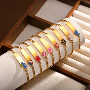 กำไลข้อมือแฟชั่นชุบทอง18K ทำจากสเตนเลส304รูปมงกุฎรูปหัวใจแบบพื้นฐาน - Product Image 2