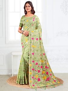 Coton lin Premium Pure Astita Gulbahar Avec look fantaisie saree meilleure collection - Product Image 5